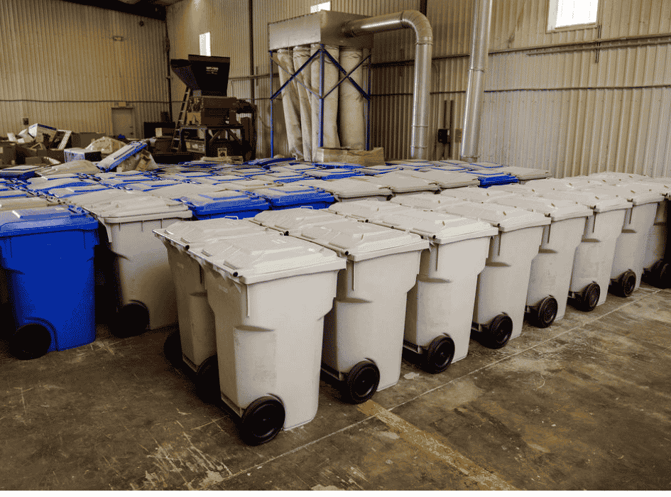 Secure document shredding bins for confidential paper storage before scheduled mobile shredding service.